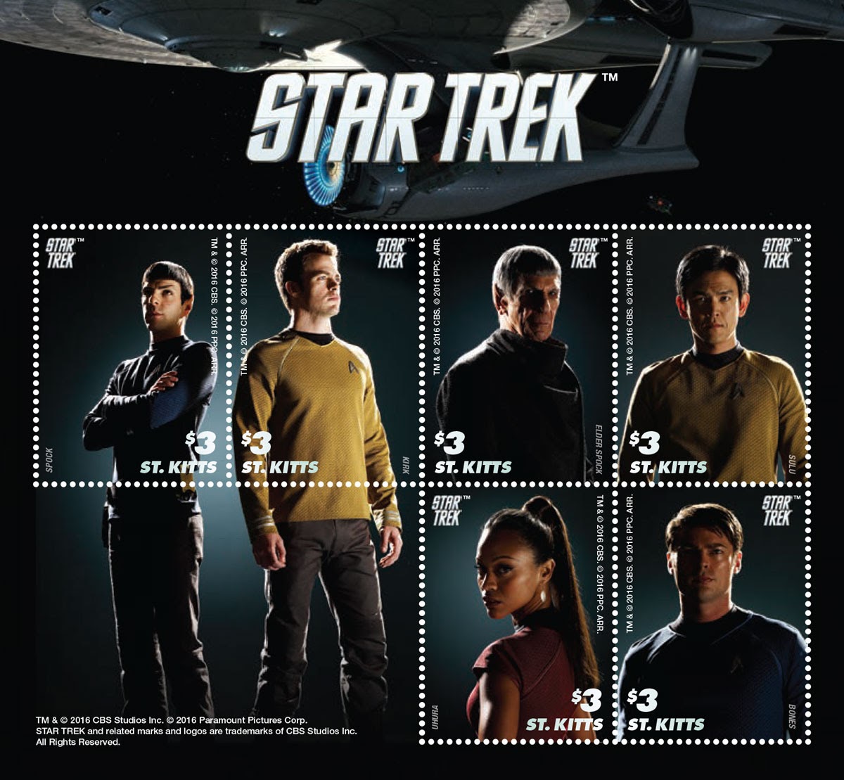 Star Trek stamps from St. Kitts and Nevis